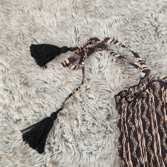 Coolchange Smocked Body Cropped Jumpsuit‎ Black & Tan Women's Size Large - Picture 5 of 9